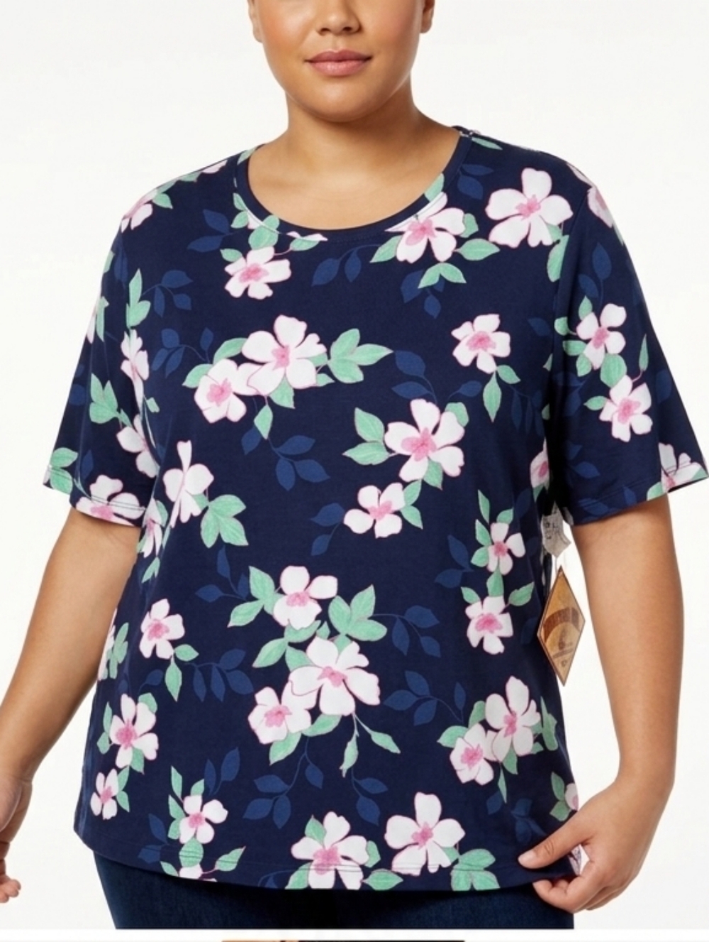 NWT Caribbean Joe Tropical Floral Short Sleeve Tee